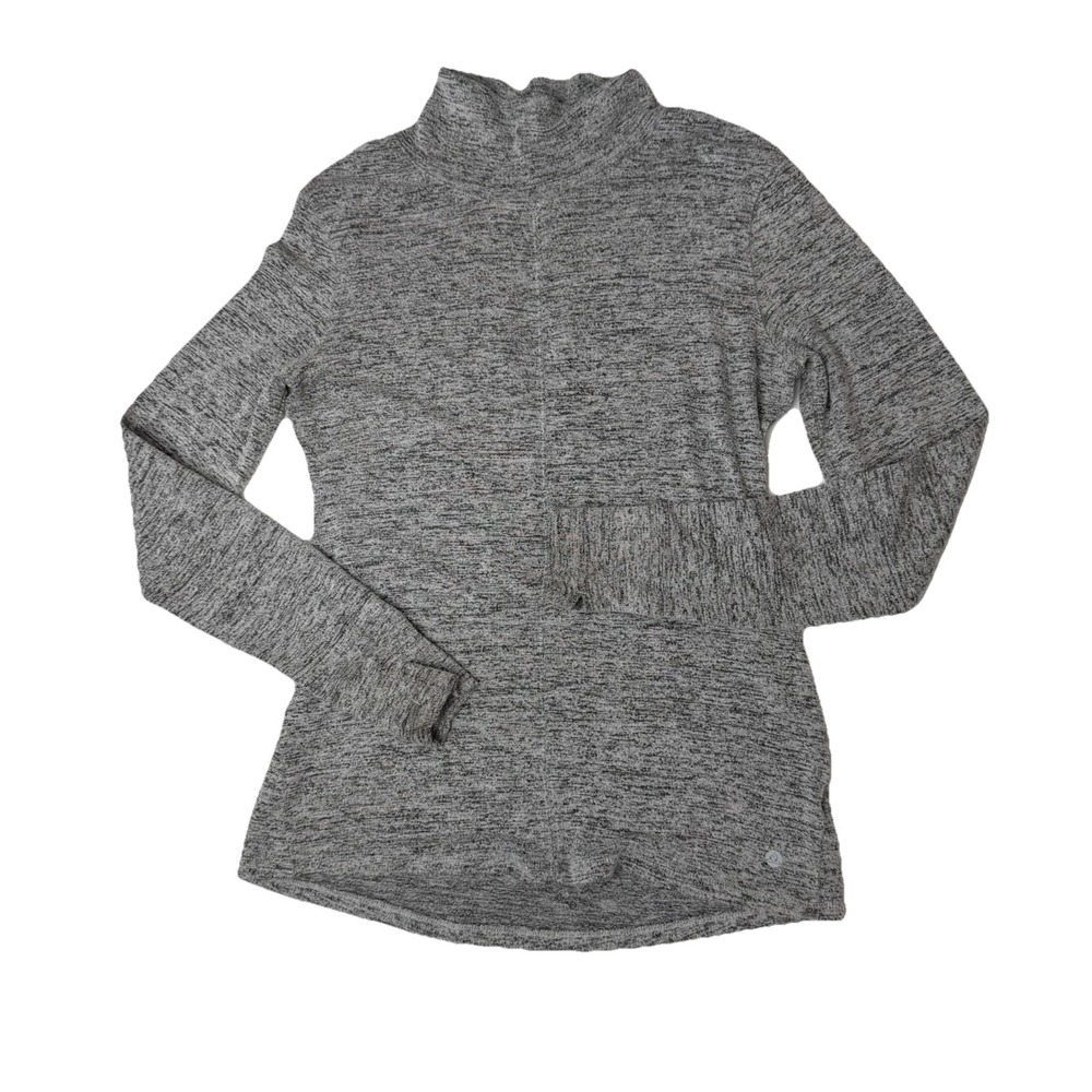 Apana Mock Neck Grey Sweater Long Bodied Athleisurecore Minimalist Cozy M